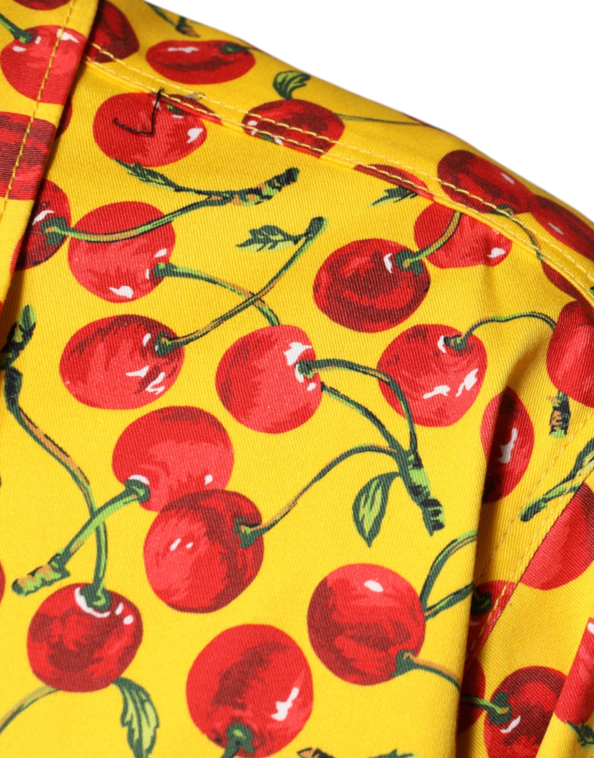 Dolce & Gabbana Yellow Cherry Button Down Men's Casual Shirt